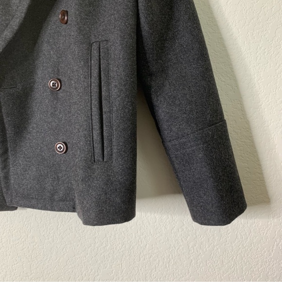 J.Crew women's double-breasted peacoat made of a dark gray Melton wool blend 4 - Picture 2 of 9